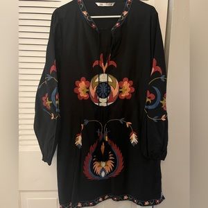 Zara linen embroidered tunic